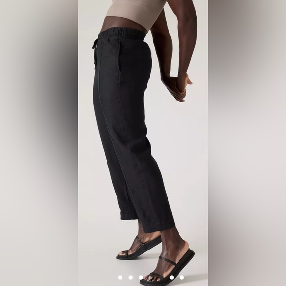 Athleta Retreat 100% Linen Ankle Black Pant Size Medium Style #851027 - Picture 3 of 12